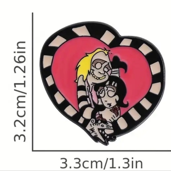 BeetleJuice 90s Cartoon Enamel Pin Beetlejuice & Lydia Deetz - Picture 4 of 4